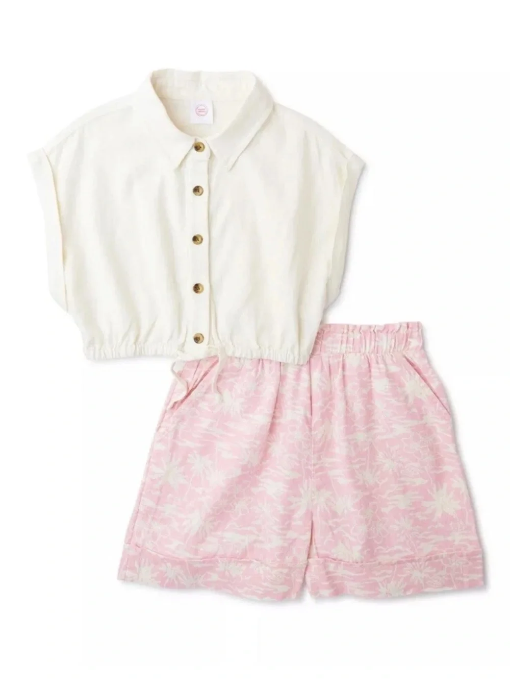 Wonder Nation Girls Linen Blend Short &top Set 2 Pieces Size 7/8